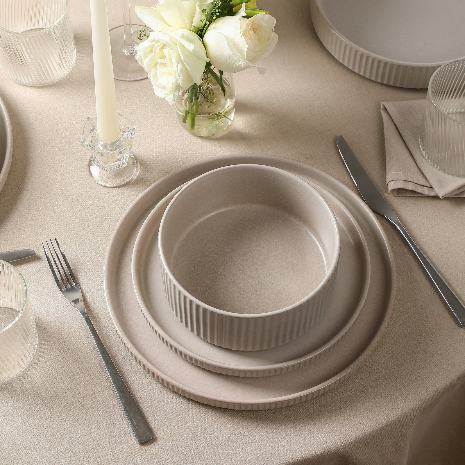 haven stoneware dinnerware set beige haven stoneware dinnerware set beige