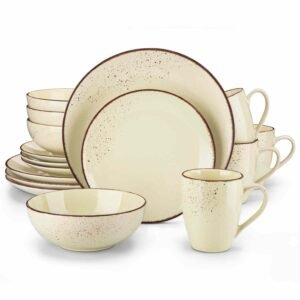 color glzed dinnnerware set stoneware 16pcs